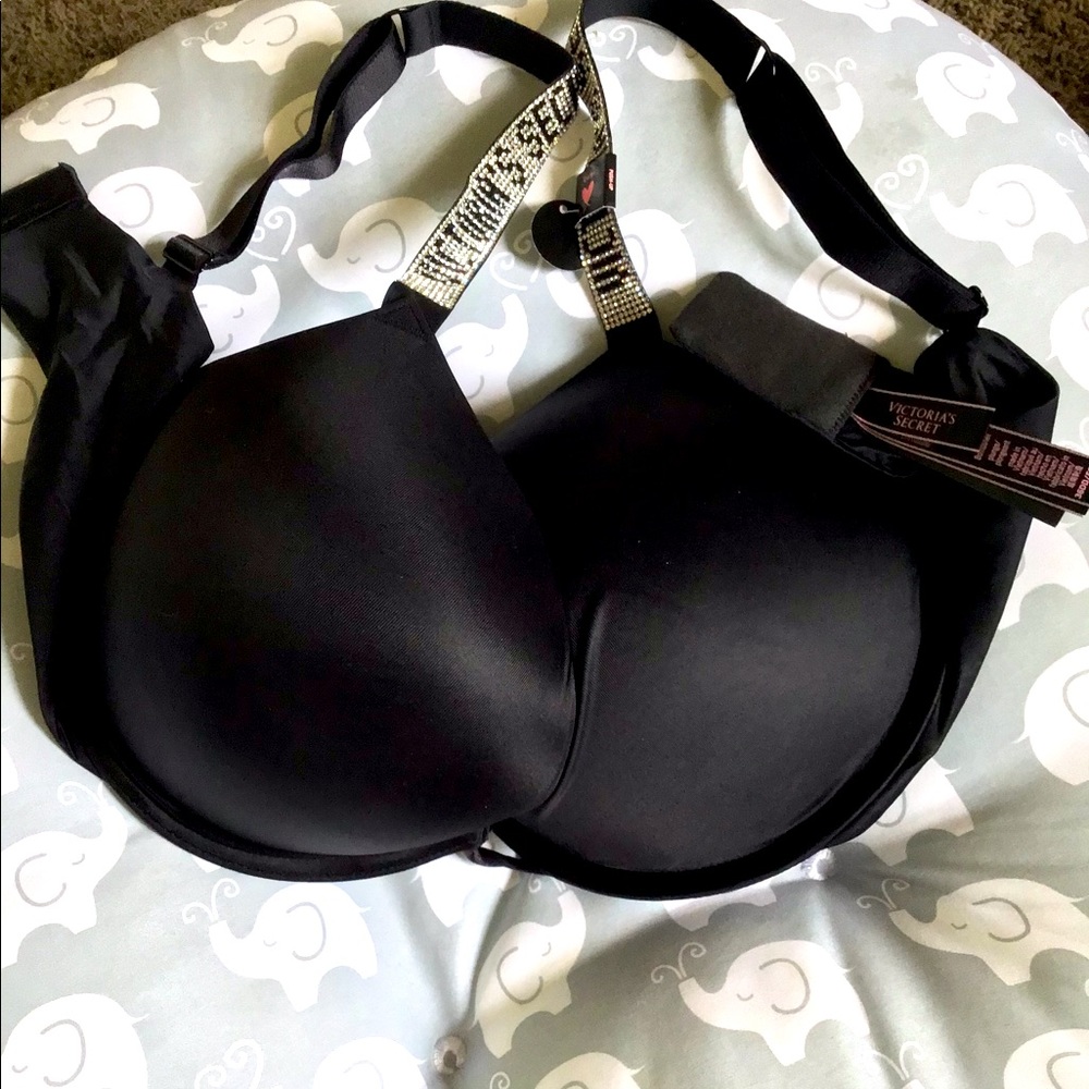 VS crystal BOMBSHELL black push up bra 36DD